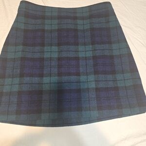 Elegant Blue and Green Plaid Mini Skirt